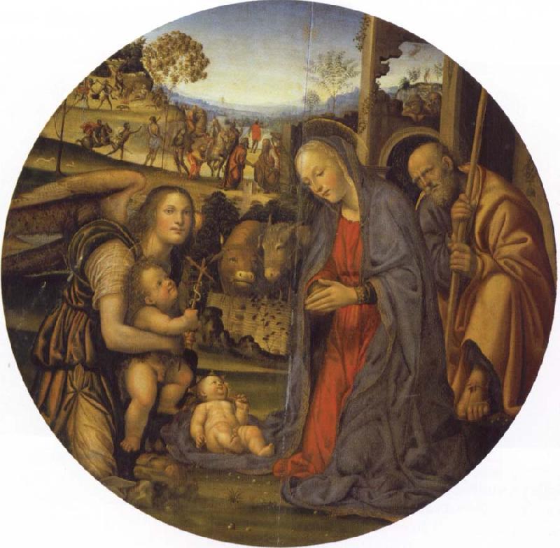 SODOMA, Il Nativity with an Angel and St.John oil painting image